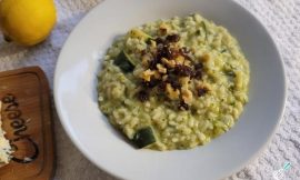 Risoto cremoso abobrinha espinafre gorgonzola
