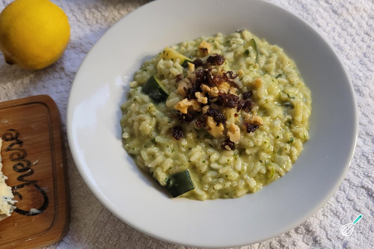 Risoto cremoso abobrinha espinafre gorgonzola Risoto cremoso abobrinha espinafre gorgonzola