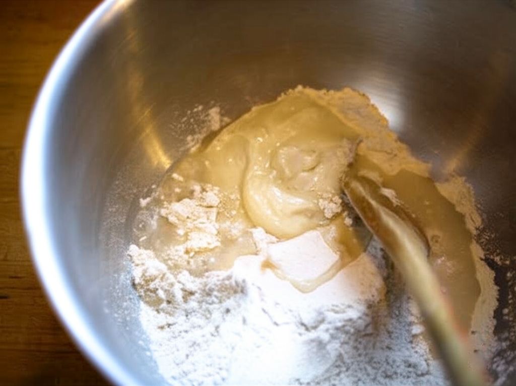 Massa de pão de arroz sendo misturada em um liquidificador.