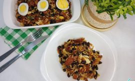 Baião dois feijão preto prato completo