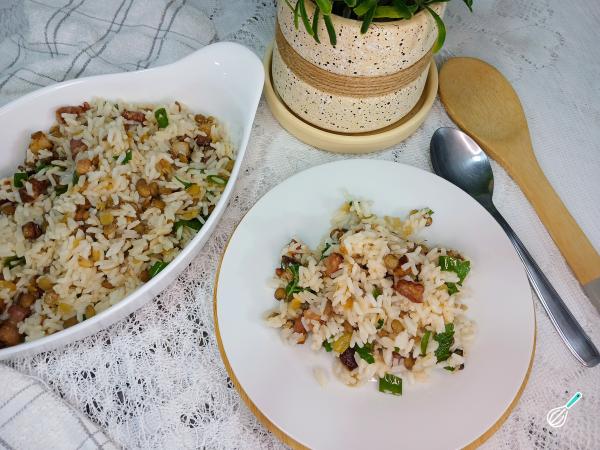 Arroz lentilha bacon combinação perfeita sabor Arroz lentilha bacon combinação perfeita sabor