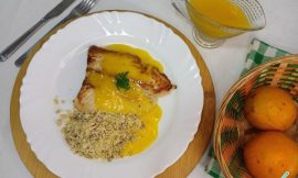 Peixe suculento molho laranja festa sabor