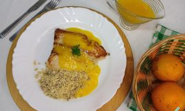 Peixe suculento molho laranja festa sabor