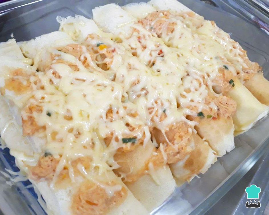 Receita de Panqueca de frango com requeijão