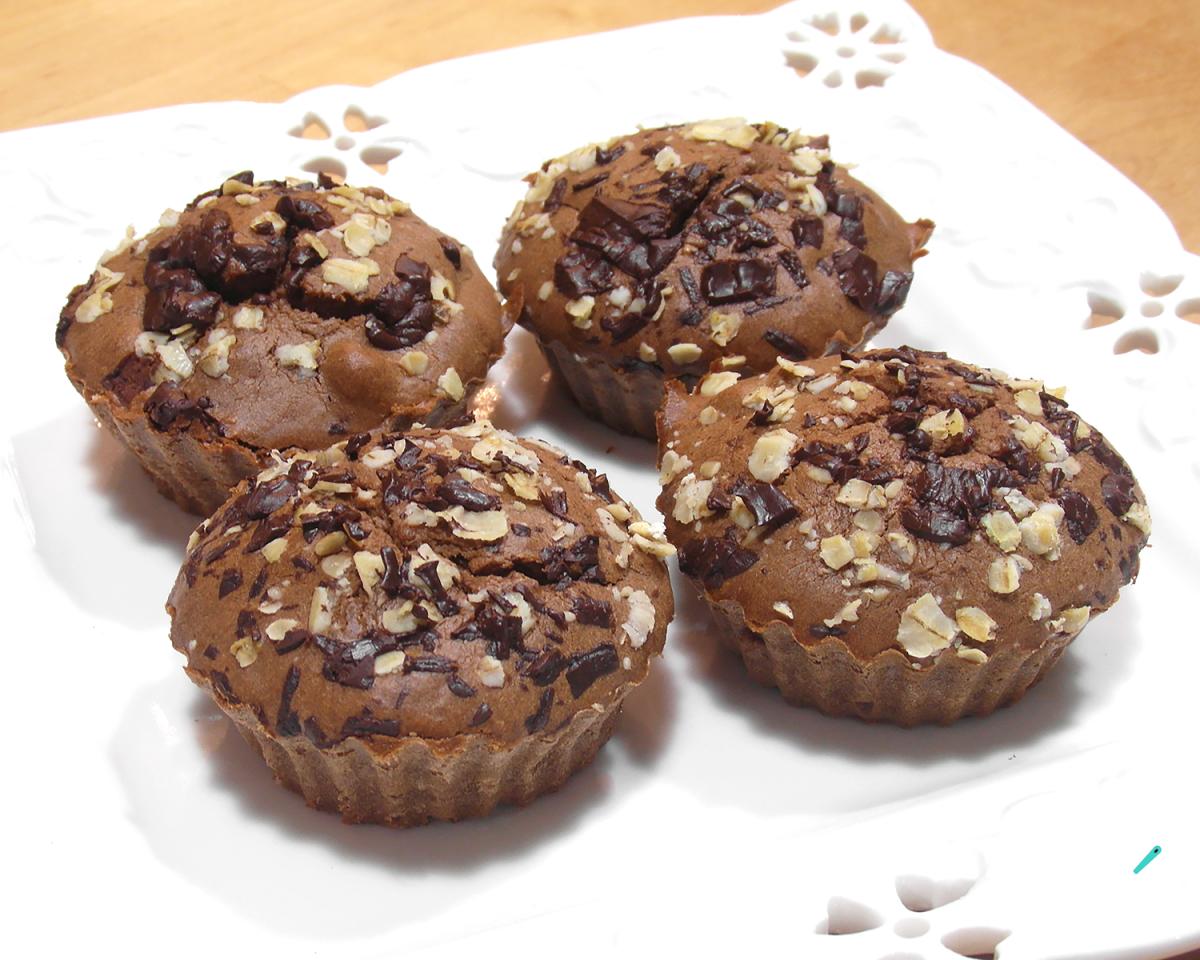 Receita de Muffin de cacau e aveia fit Receita de Muffin de cacau e aveia fit