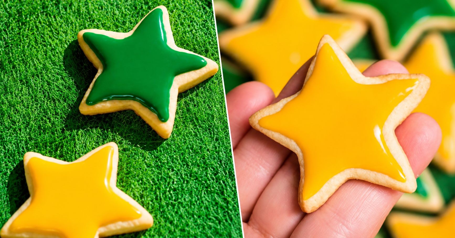 Biscoito Amanteigado Estrelas Verde e Amarelo