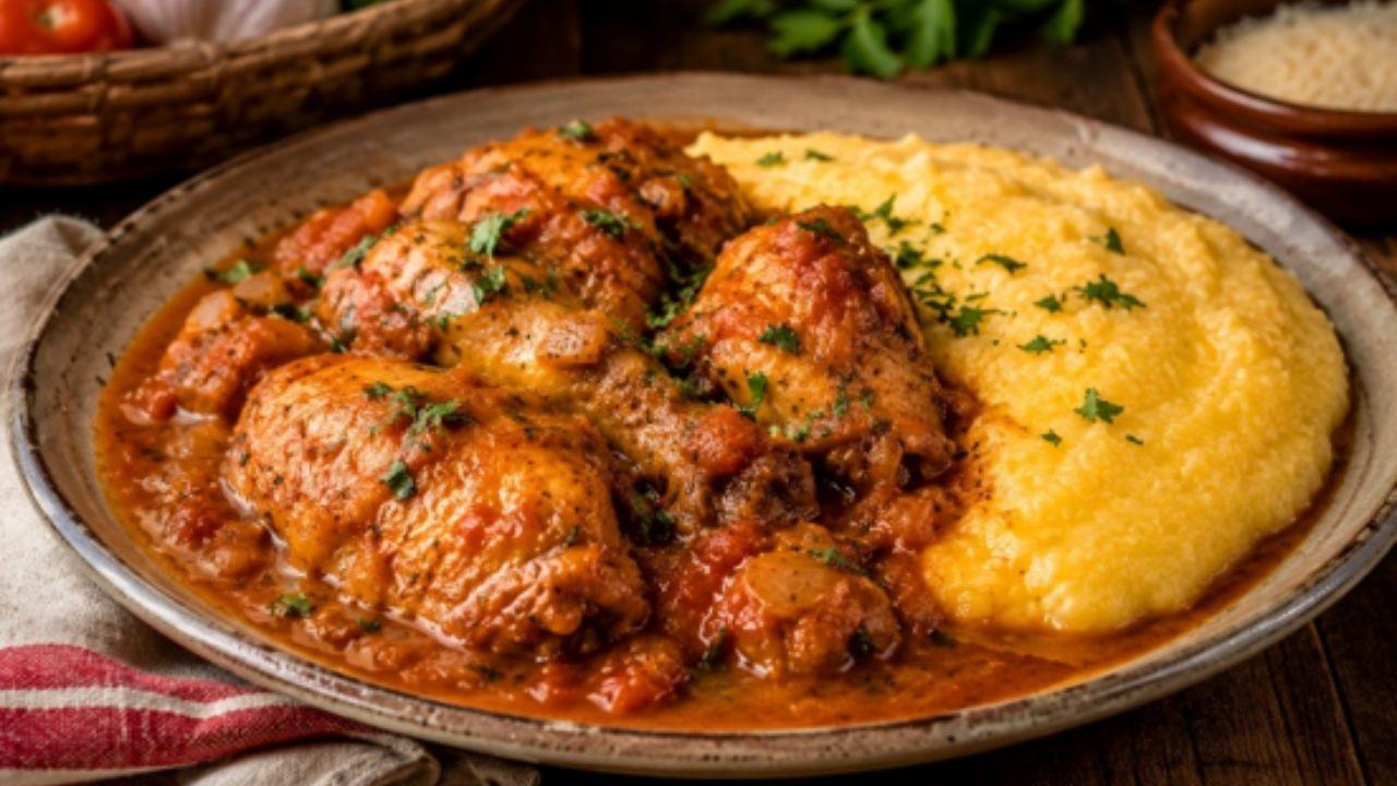 Frango Caipira com Polenta Cremosa Estilo Comida de Vó Frango Caipira com Polenta Cremosa Estilo Comida de Vó
