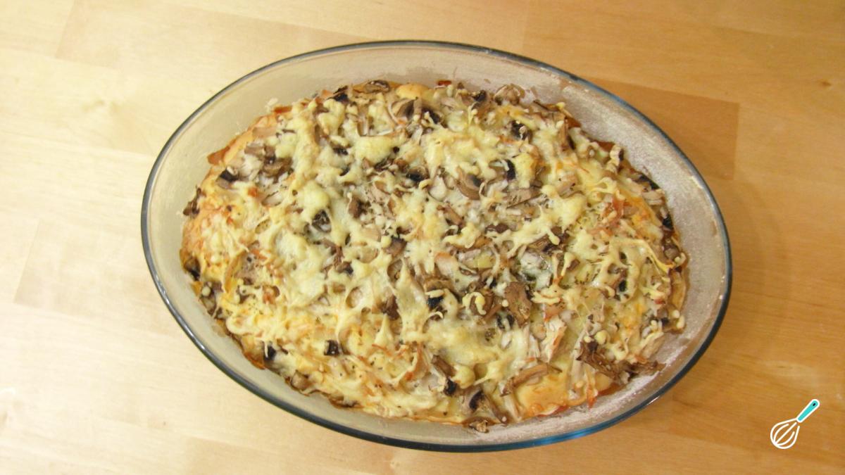 Torta Salgada Aberta de Frango e Cogumelos Fácil