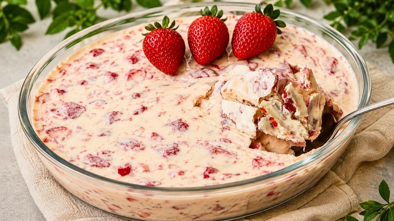 Morango Cravejado na Travessa Fácil e Cremoso