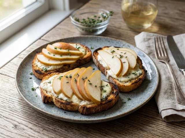 Bruschetta de Gorgonzola com Pera Fácil e Sofisticada
